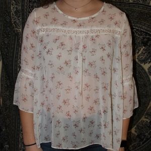 White Floral Blouse